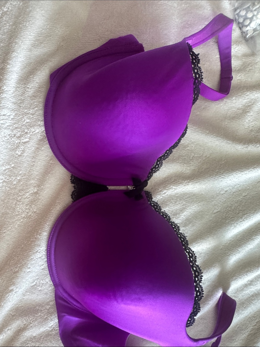 La SENZA Purple Bra with Black Lace Trim